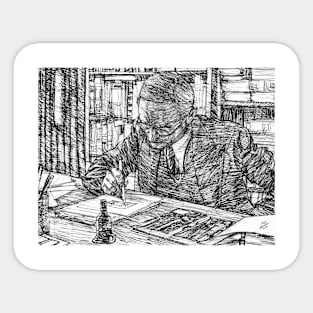 HERMANN HESSE ink portrait .4 Sticker